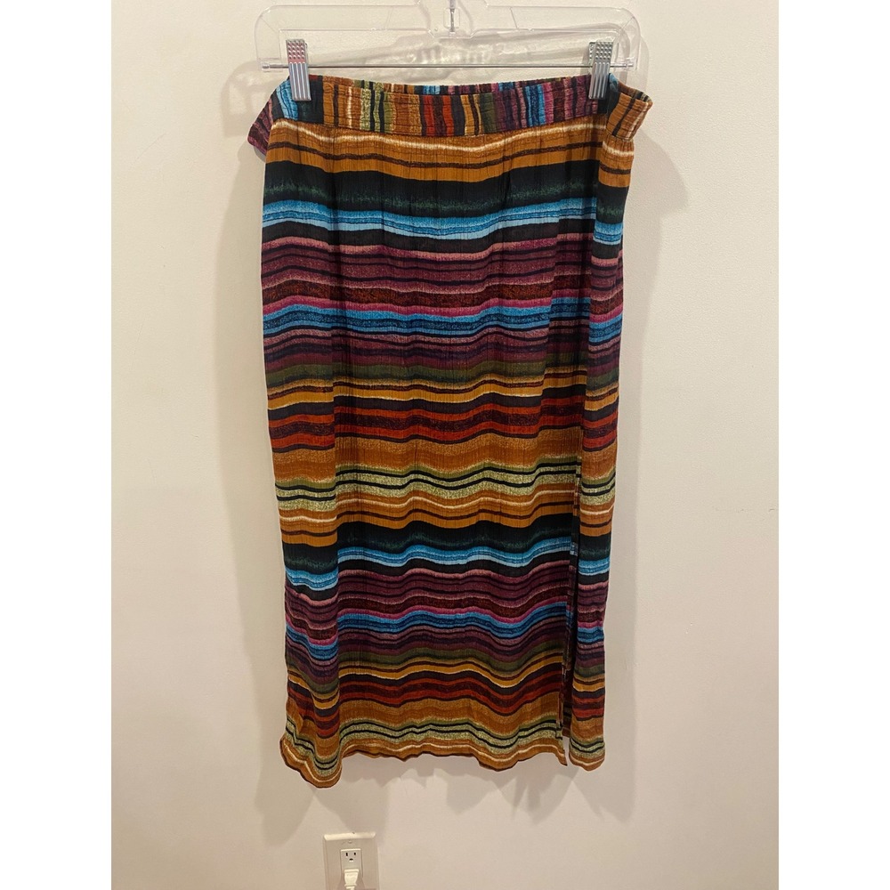 Jaclyn Smith Classic Women's XL Striped Faux Wrap Skirt Rayon‎